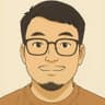 Illustrated portrait of Tim Zhang wearing glasses.